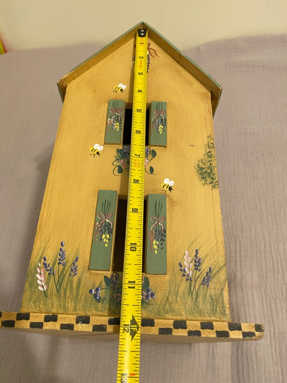 MILLS RIVER Industries 1998 Hand -Crafted Miniature Wood House - Yellow & Sage - Picture 8 of 10